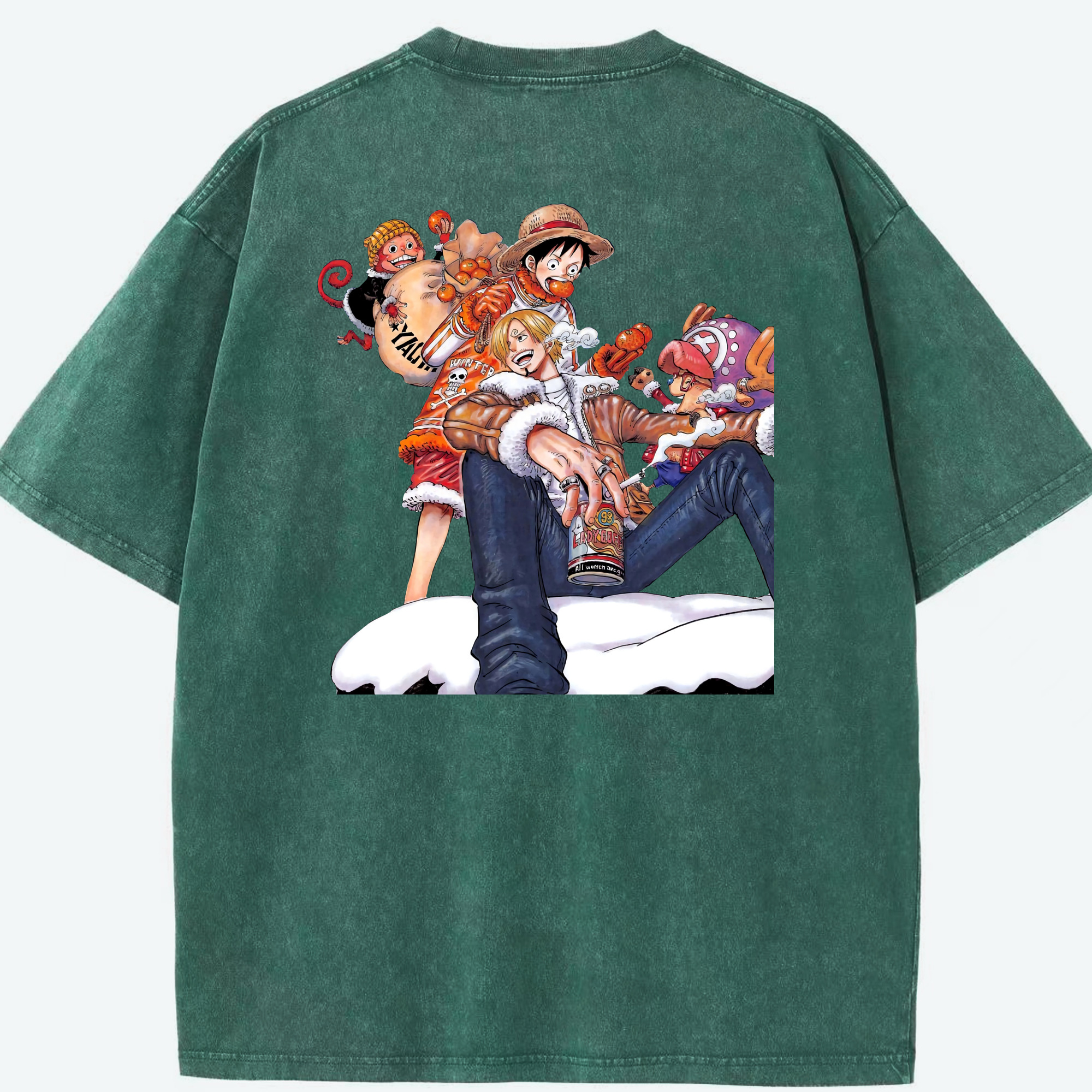 ワンピース サンジ ONE PIECE Sanji 綿100% ヴィンテージ風 半袖Tシャツ（背面プリント）